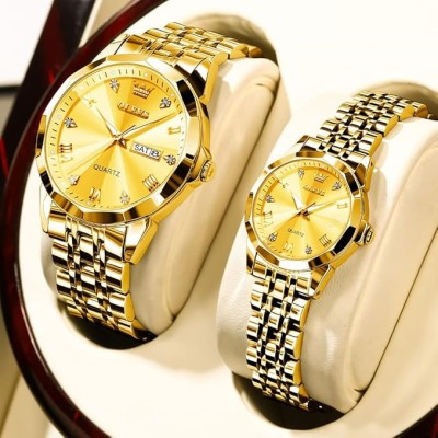 Olevs  Stainless Steel fashionable  Couple watches Full Golden